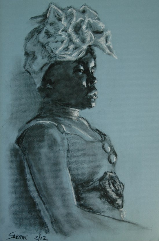 Sabrin, in charcoal and profile