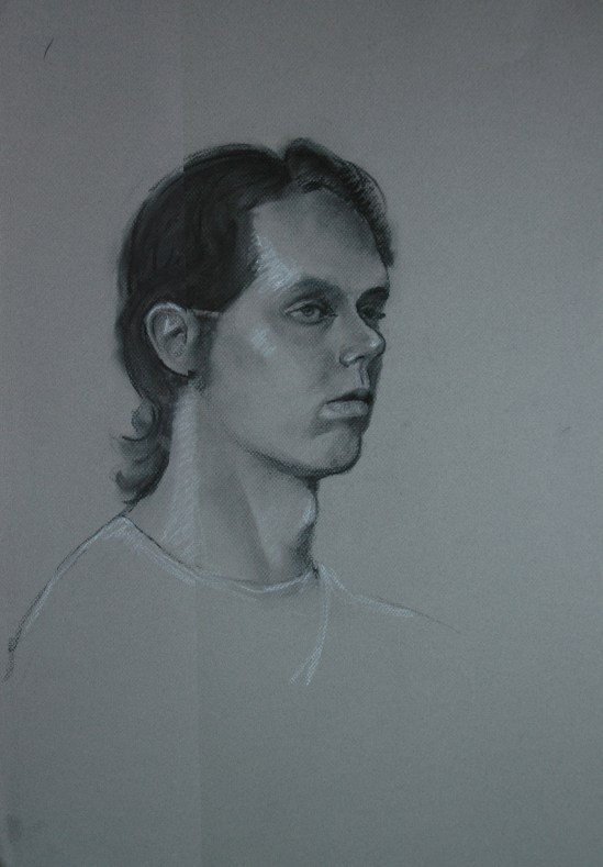 Portrait of Dennis in charcoal